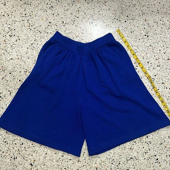 St John Separates dark royal blue knit al blue knit high rise shorts short 6 - Picture 1 of 7